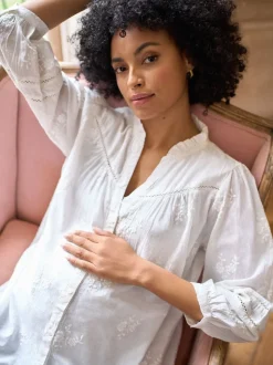 Seraphine Maternity & Nursing Cotton Embroidered Blouse