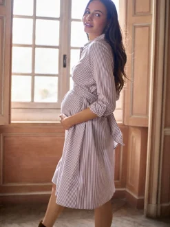 Seraphine Maternity & Nursing Midi Wrap Shirt Dress