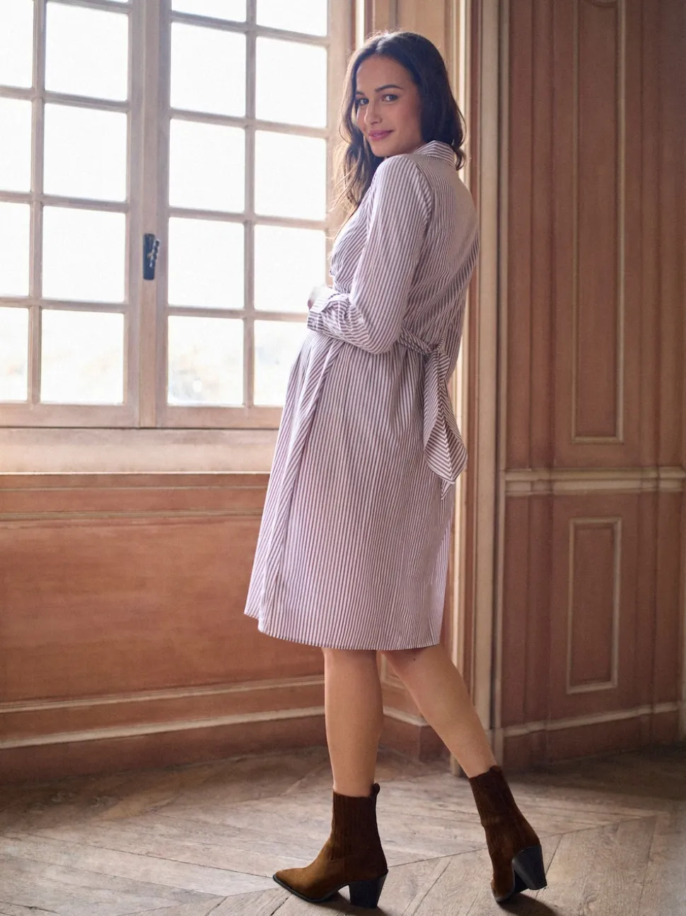 Seraphine Maternity & Nursing Midi Wrap Shirt Dress