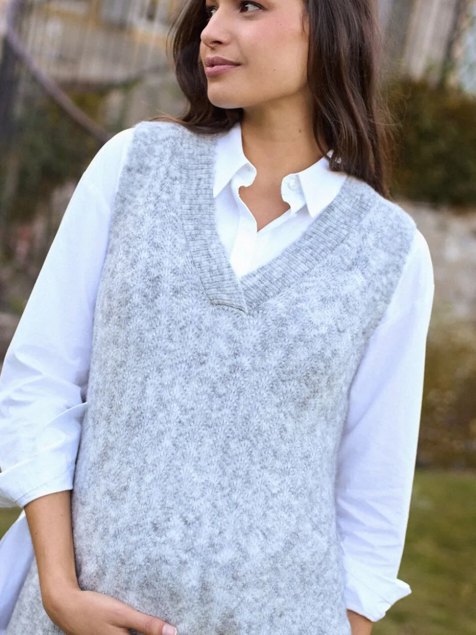 Seraphine Maternity Wool Blend Pointelle Vest