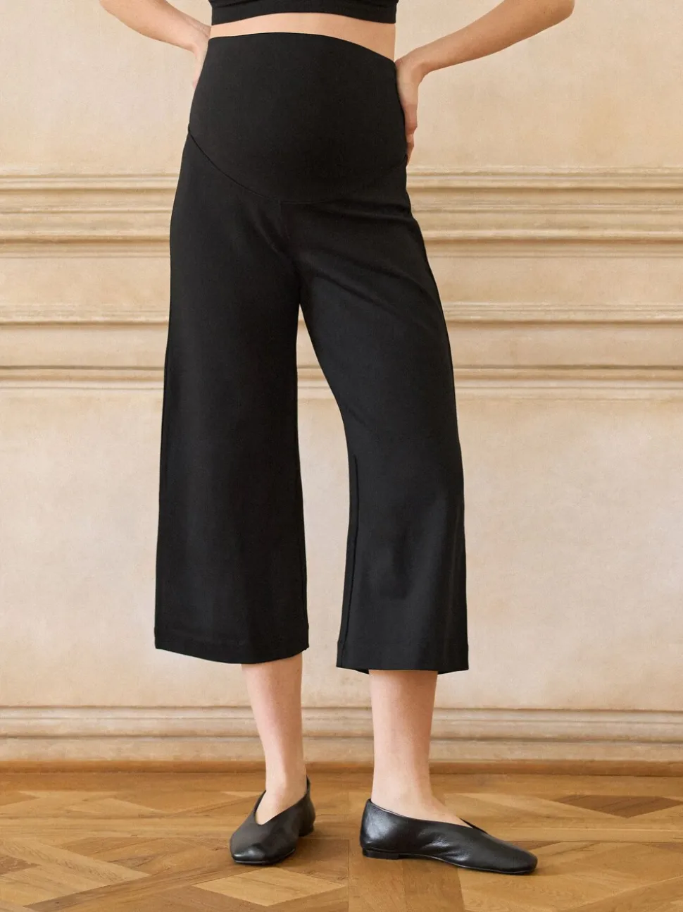 Seraphine Overbump Maternity Cropped Ponte Wide Leg Trousers