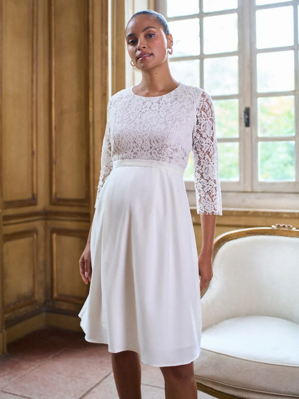 Seraphine Premium Lace Bodice Maternity & Nursing Occasion Bridal Dress