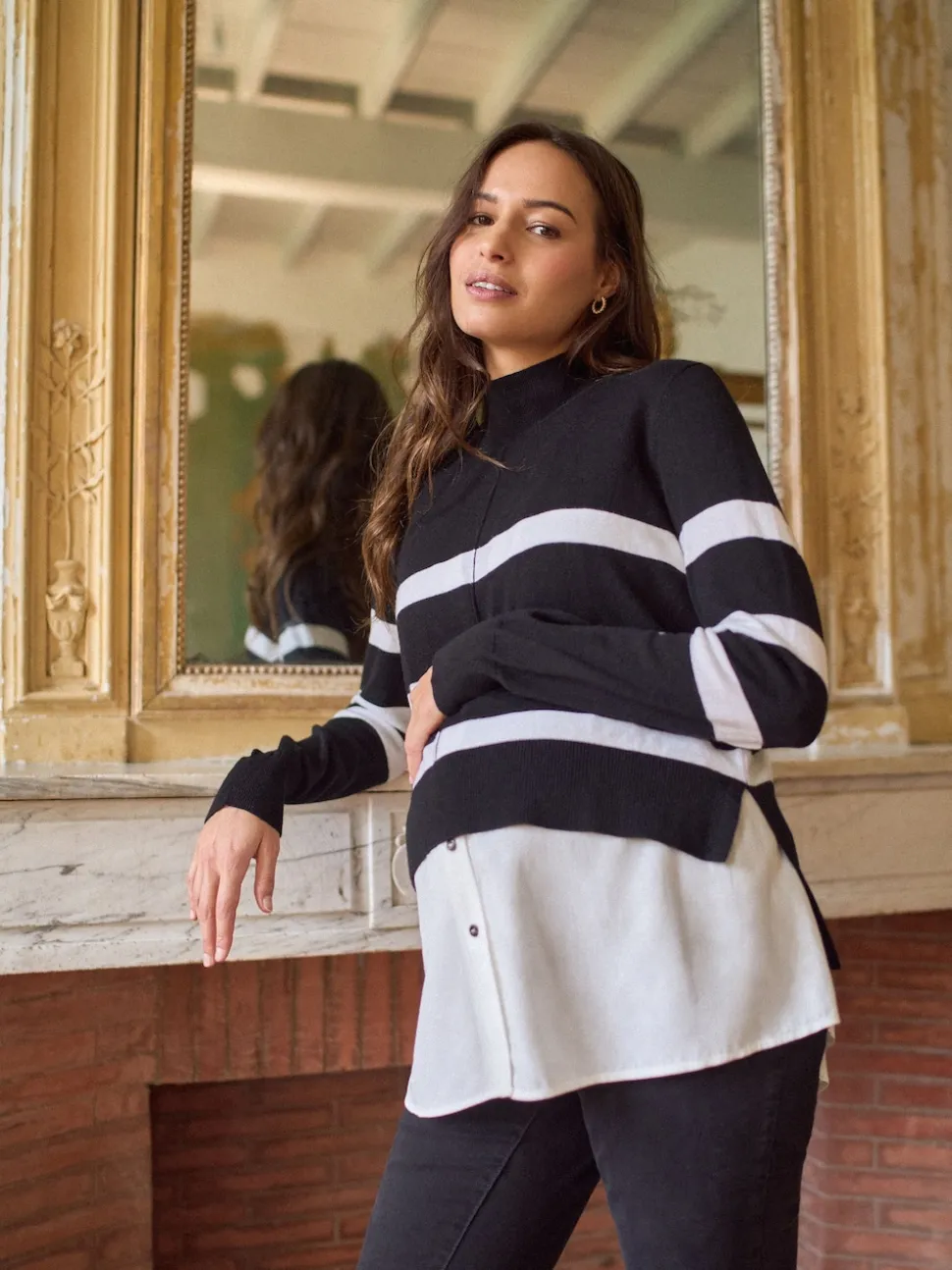 Seraphine Wool Cotton Blend Maternity & Nursing Jumper & Shirt