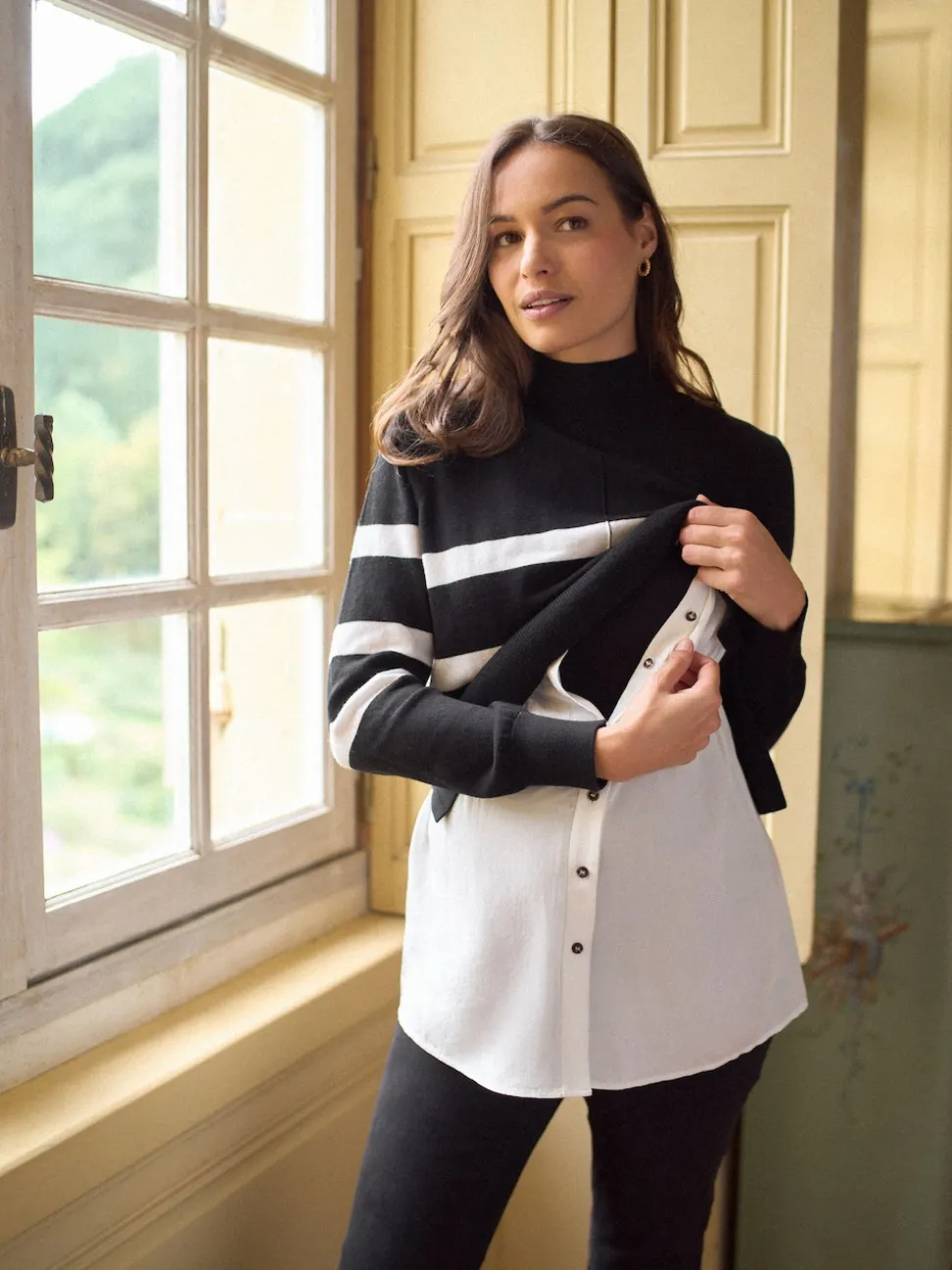Seraphine Wool Cotton Blend Maternity & Nursing Jumper & Shirt