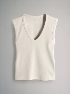Set van 5 diepe V-hals geribbelde vest