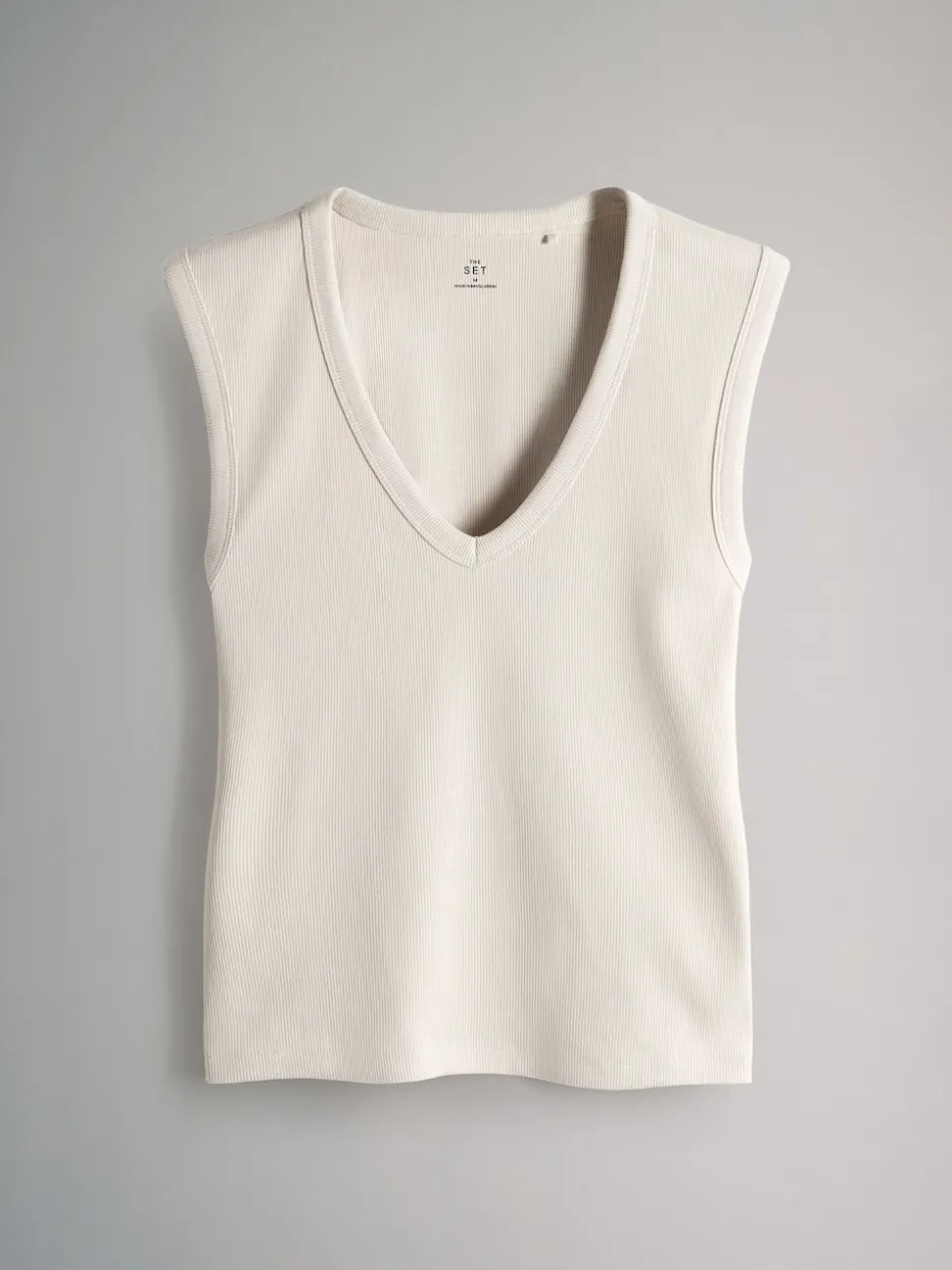 Set van 5 diepe V-hals geribbelde vest