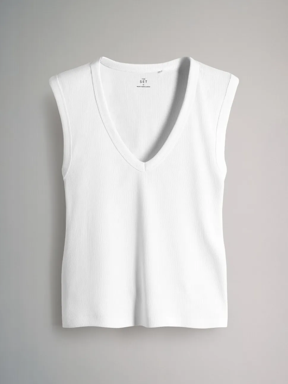 Set van 5 diepe V-hals geribbelde vest