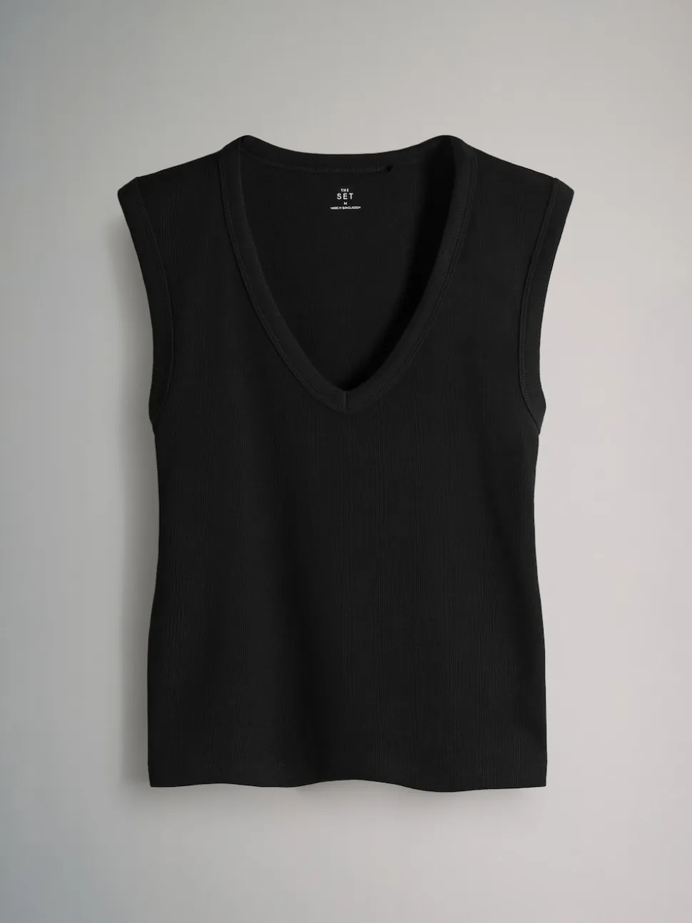 Set van 5 diepe V-hals geribbelde vest