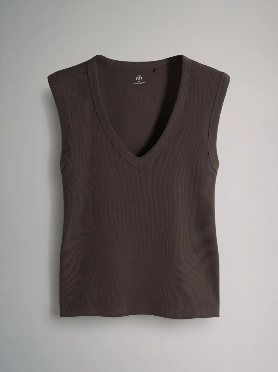Set van 5 diepe V-hals geribbelde vest