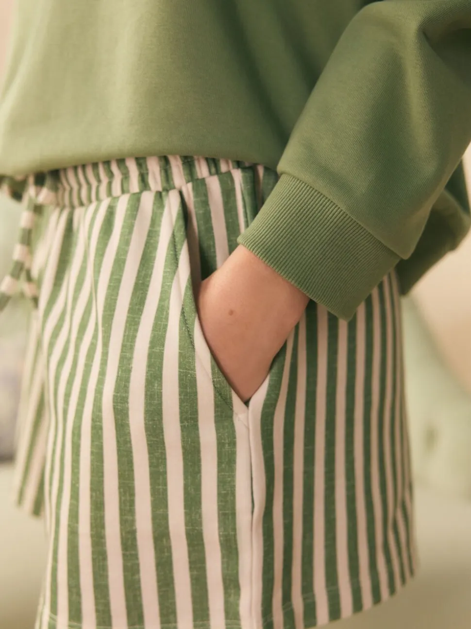 Shabby Chic by Rachel Ashwell® Green Striped Lounge Shorts