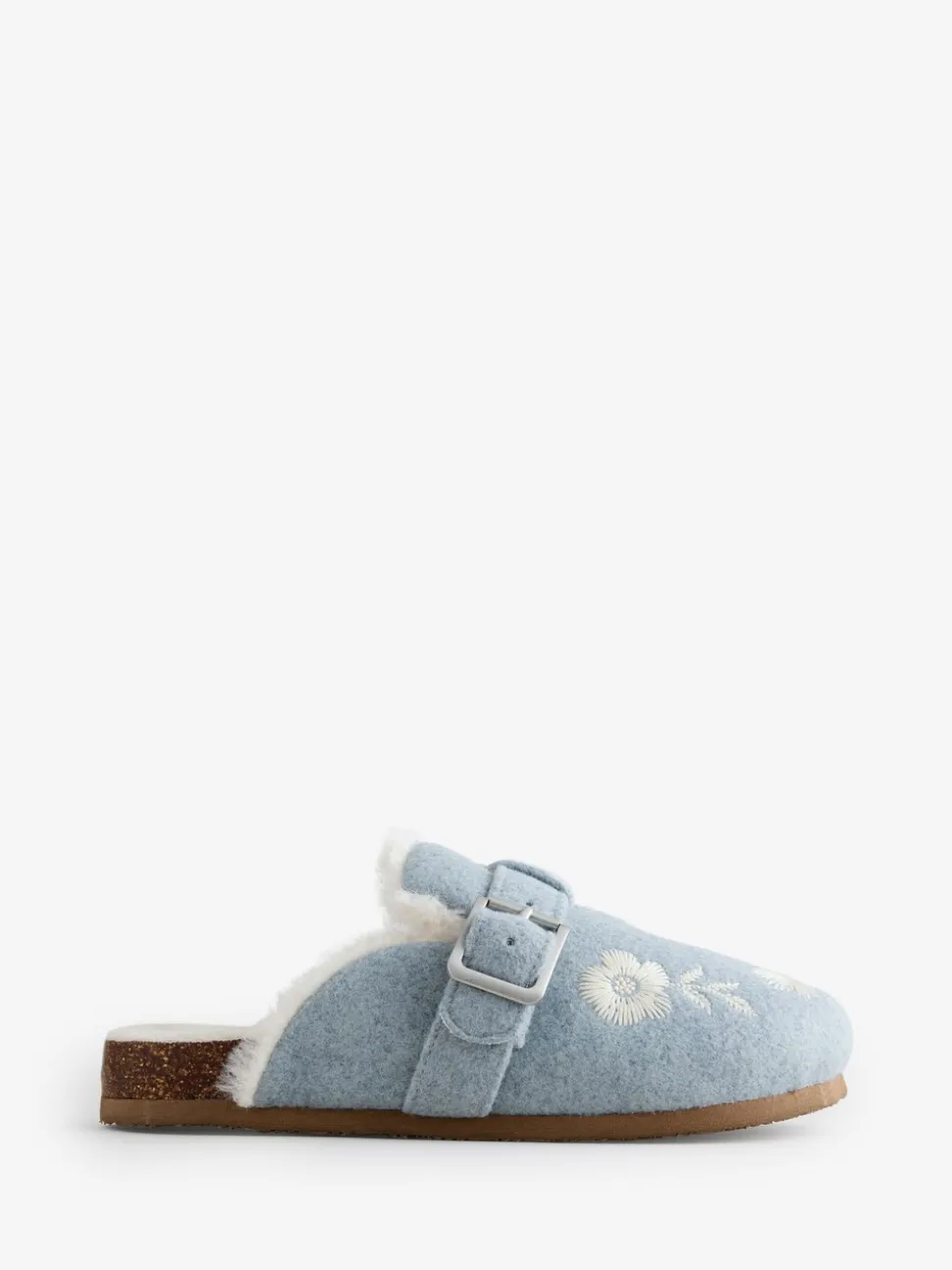 Shabby Chic by Rachel Ashwell® Blue Fur Footbed Embroidered Mule Slippers