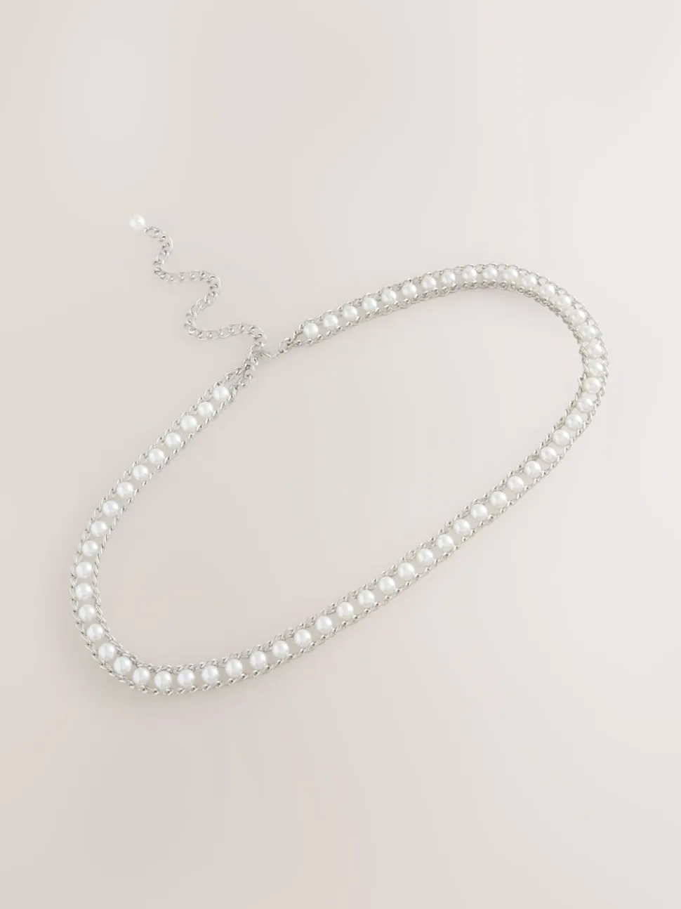 Silver Tone Pearl Bead - Kettingriem