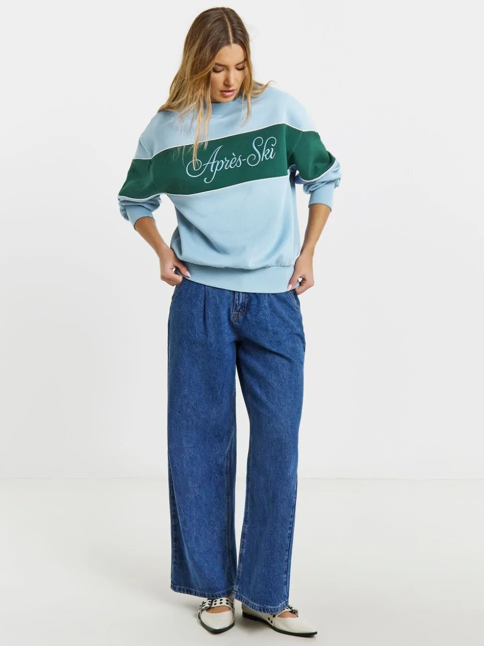 Simply Be Apres Ski Slogan High Neck Sweatshirt