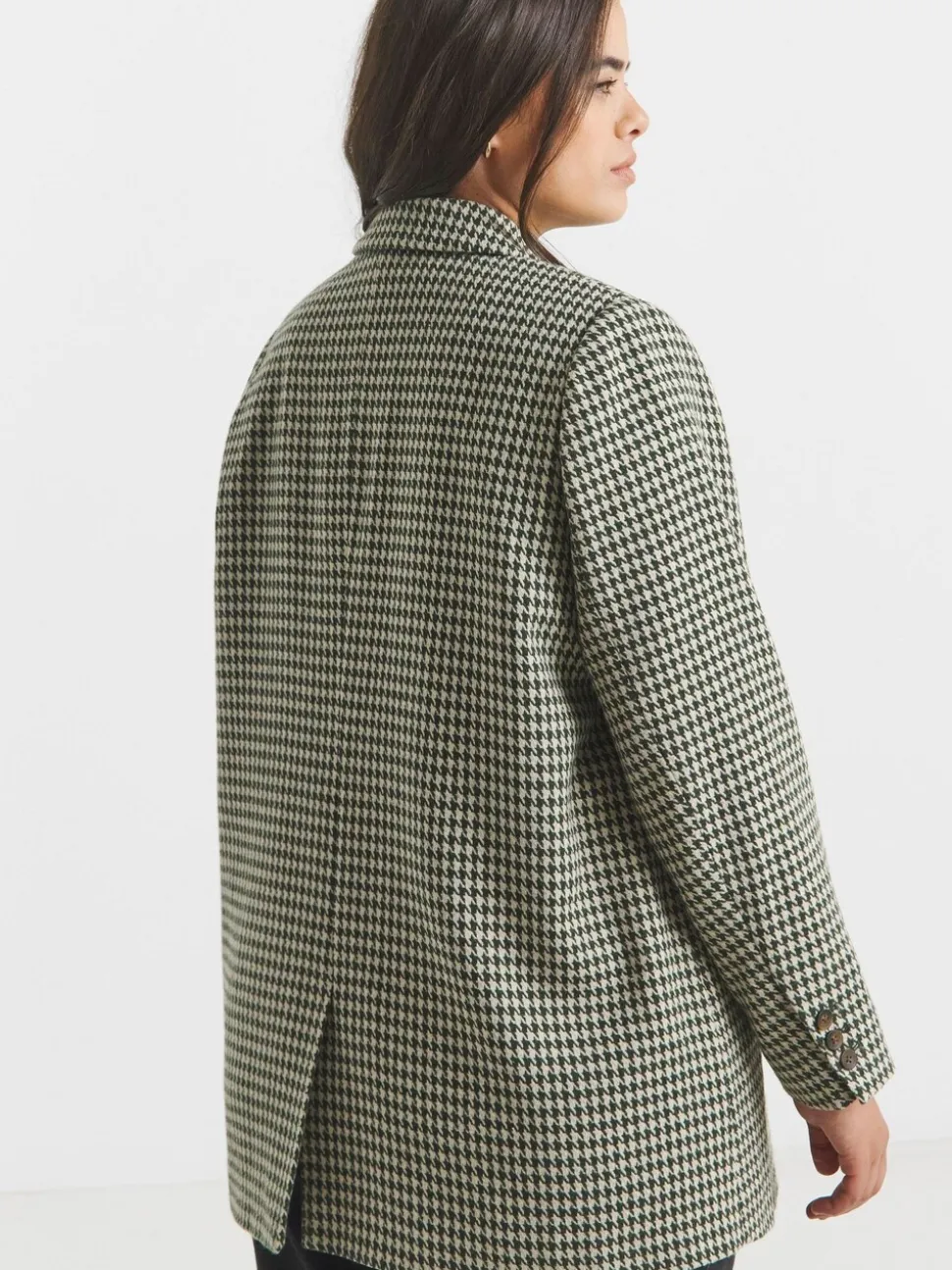 Simply Be blazer met pied-de-poule en enkele rij knopen