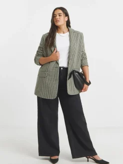 Simply Be blazer met pied-de-poule en enkele rij knopen