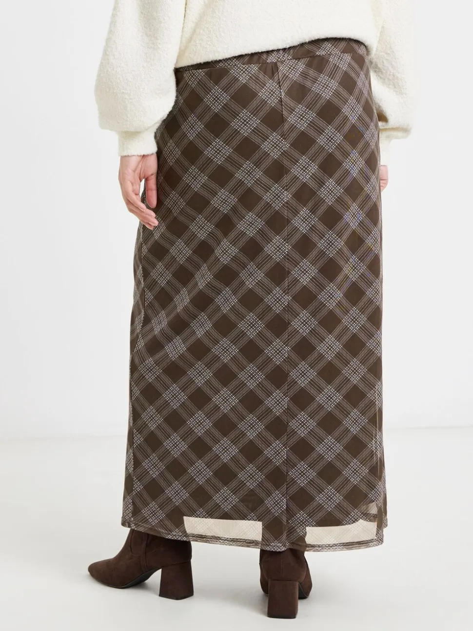 Simply Be Check Print Mesh Midaxi Skirt