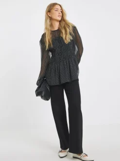 Simply Be Georgette Spot Print Shirred Blouse