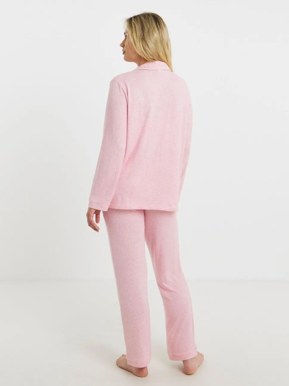 Simply Be Pretty Secrets Brushed Ribbed Button Through Pyjama Set