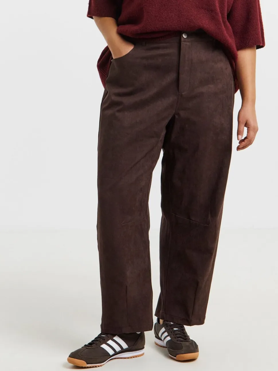 Simply Be Suedette Barrel Leg Trousers