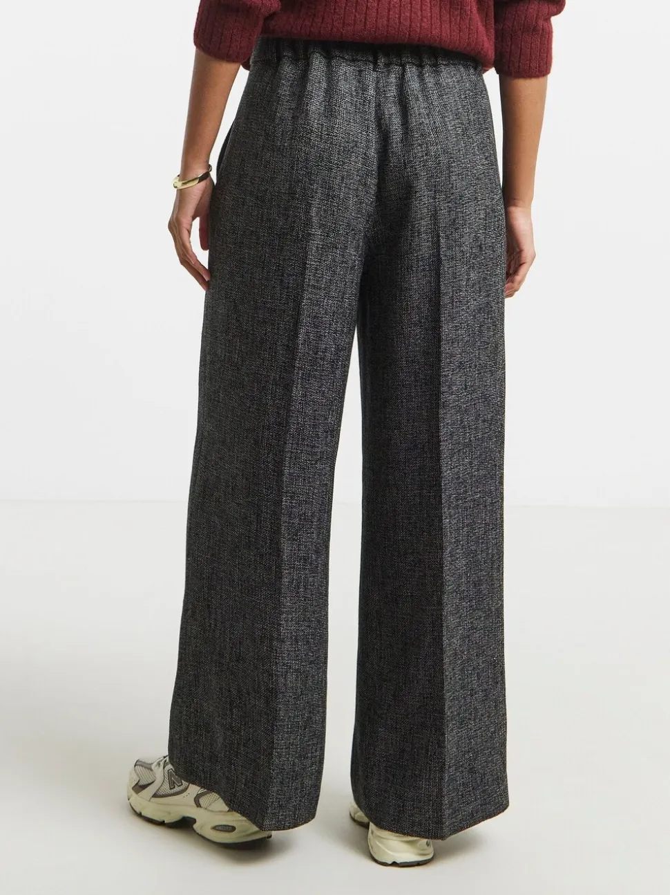Simply Be Wool Look Textured Wide Leg Tailored Trousers