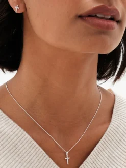 Simply Silver 925 Cubic Zirconia kruis set met geschenkverpakking