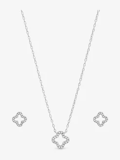 Simply Silver Cubic Zirconia Pave Open Clover Gift Box Set