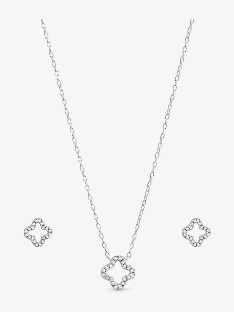 Simply Silver Cubic Zirconia Pave Open Clover Gift Box Set