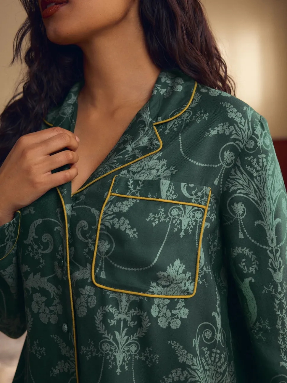 Smaragdgroen - Laura Ashley Josette pyjama met knopen