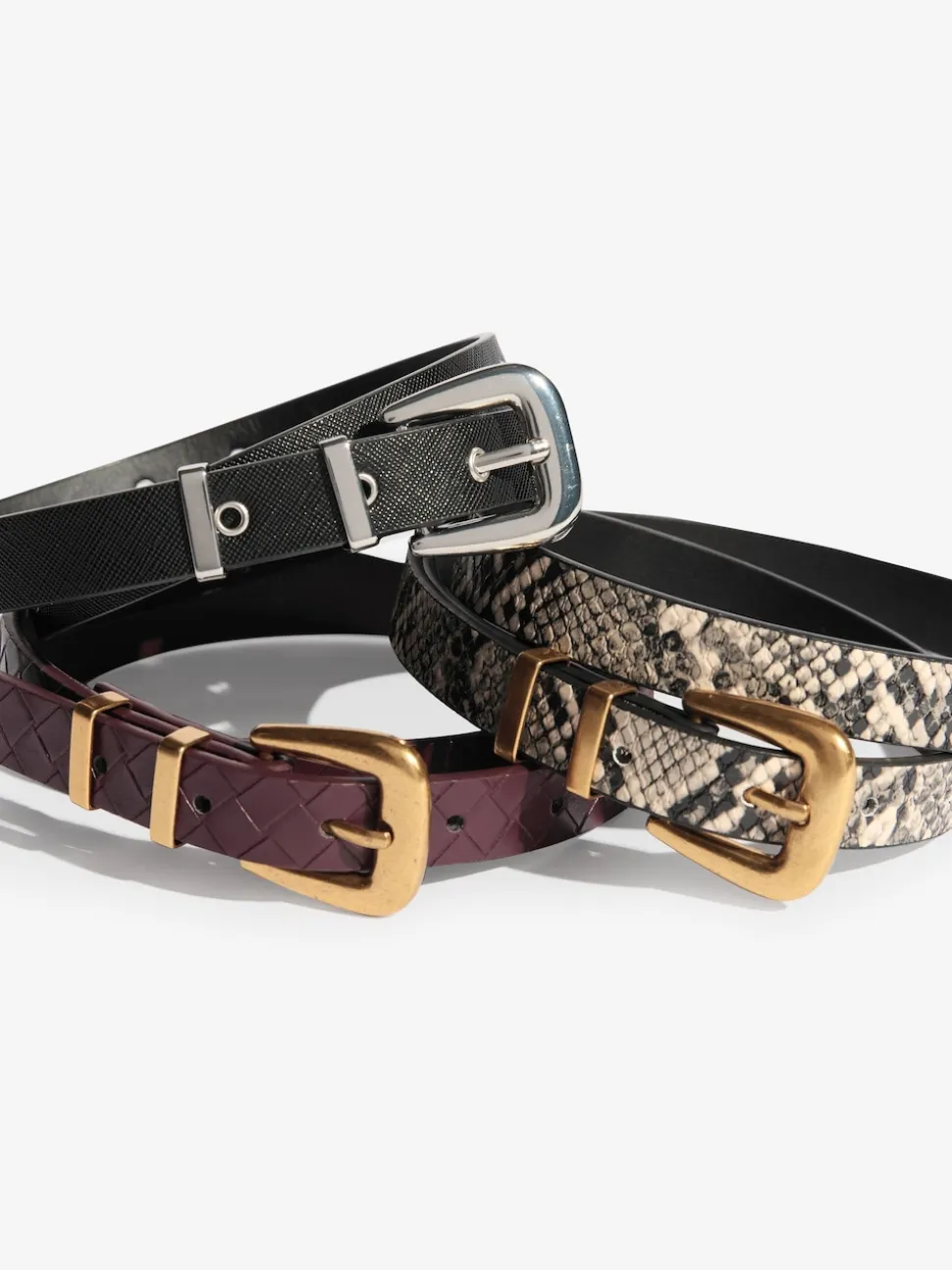Snake Print, Burgandy and Black - Friends Like These Belts 3 Pack