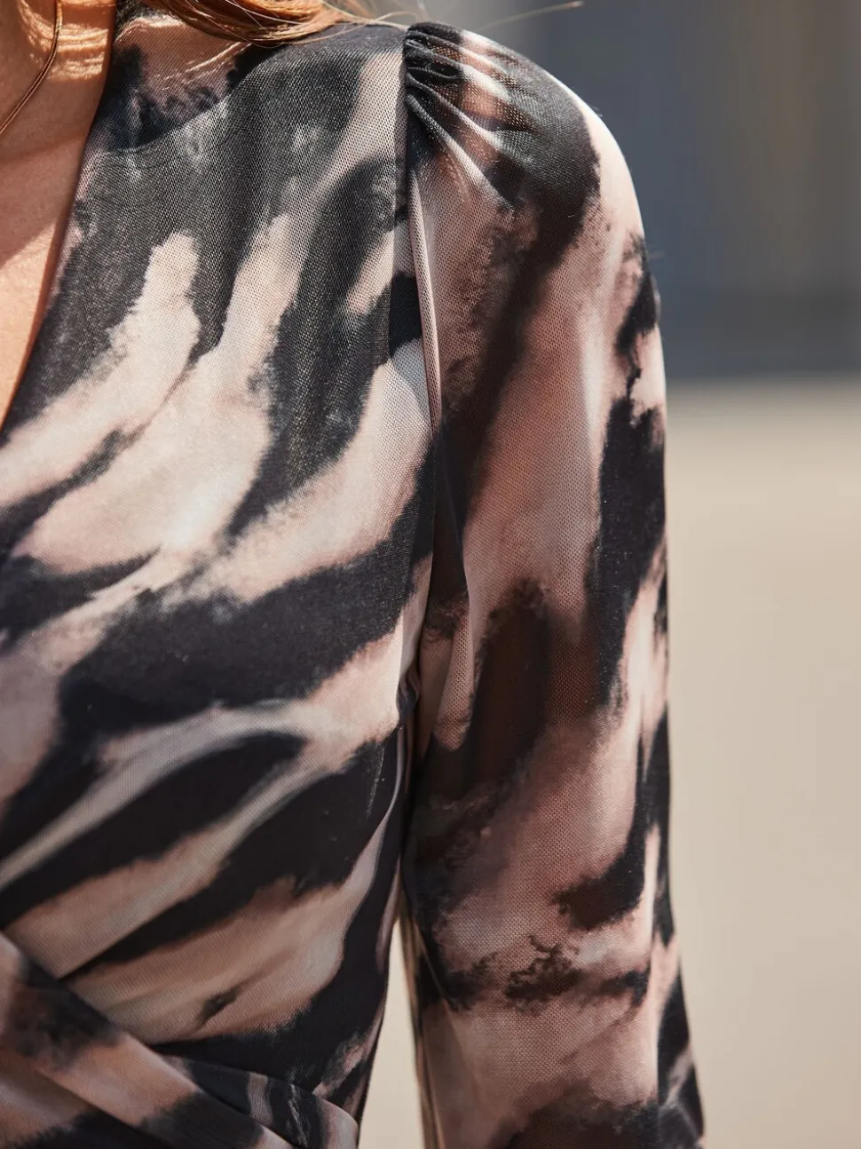 Sosandar Abstract Print Wrap Front Top