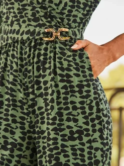 Sosandar Abstract Print Wrap Jumpsuit