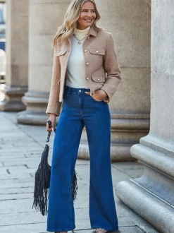 Sosandar Boucle Jacket With Gold Buttons