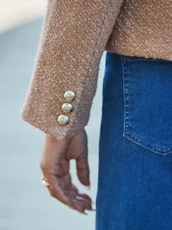 Sosandar Boucle Jacket With Gold Buttons