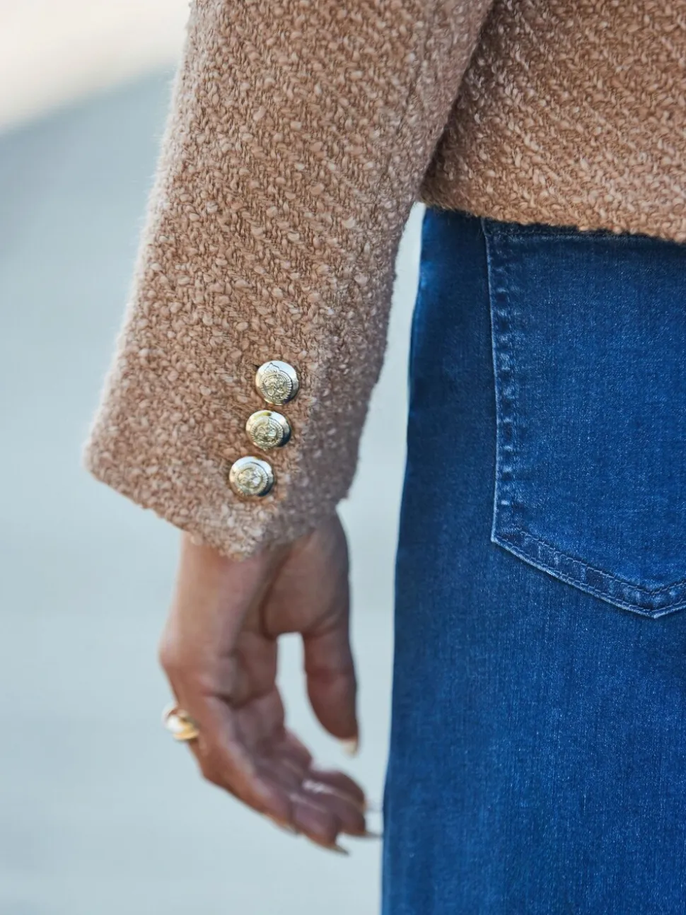 Sosandar Boucle Jacket With Gold Buttons