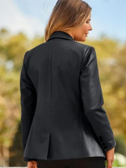 Sosandar Premium Faux Leather Blazer