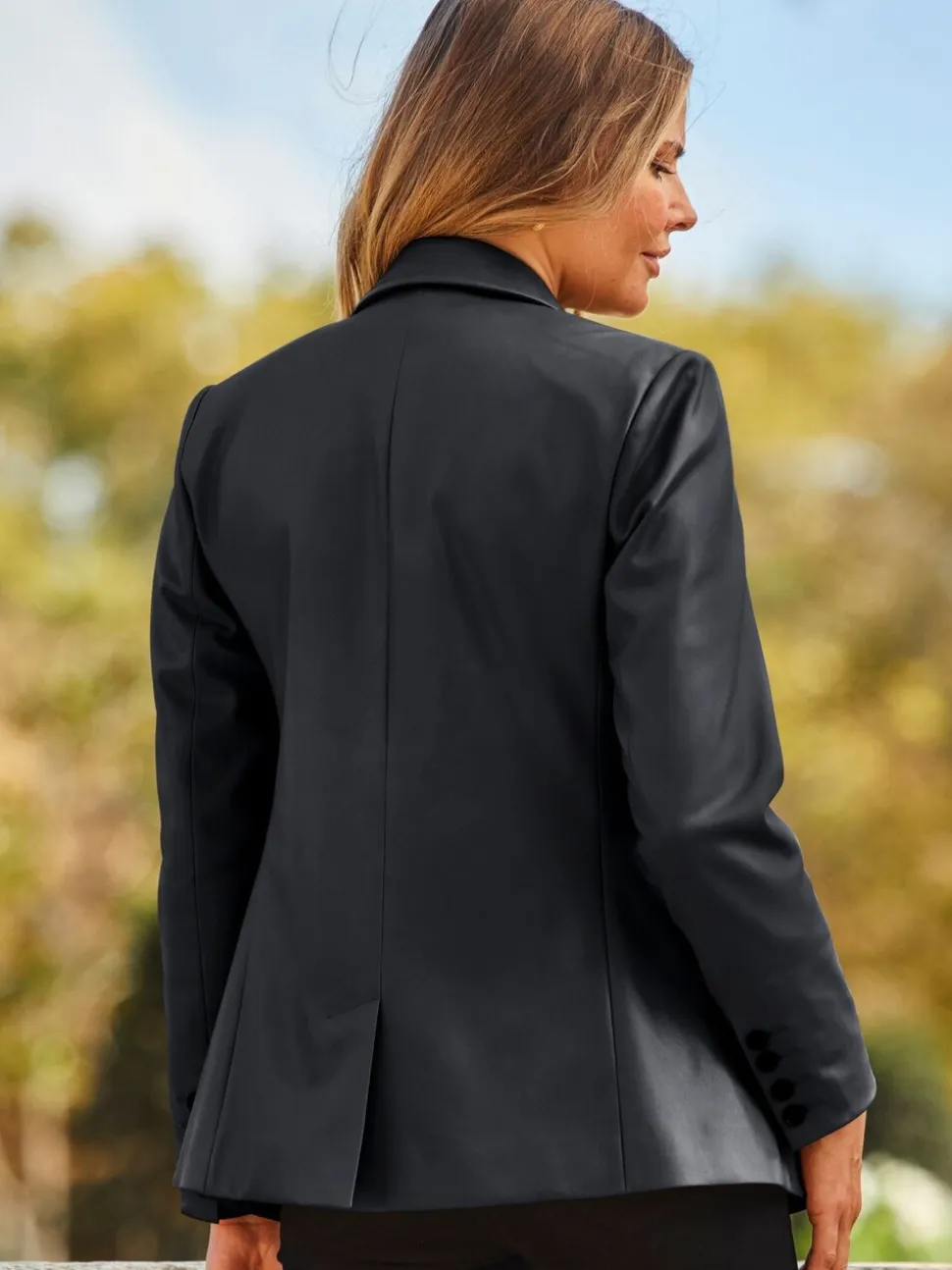 Sosandar Premium Faux Leather Blazer