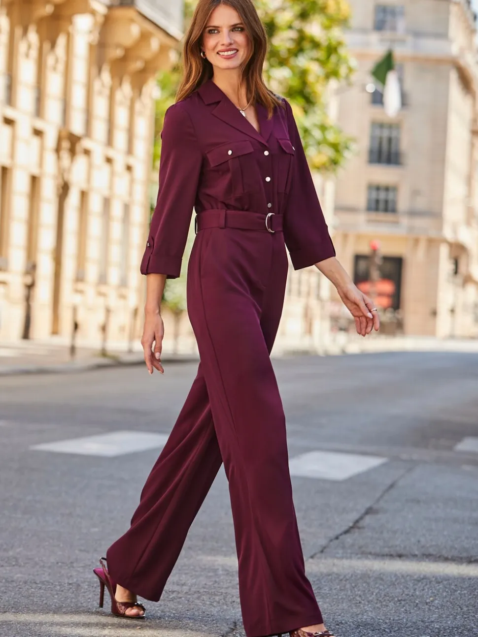 Sosandar Utility Pocket Belted Jumpsuit