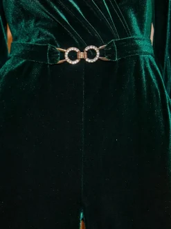 Sosandar Velvet Wrap Jumpsuit
