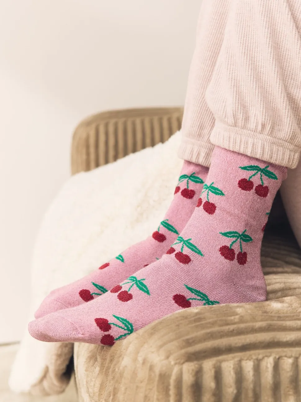 Sparkle Cherries - 1 Pack Ankle Socks in a Gift Box