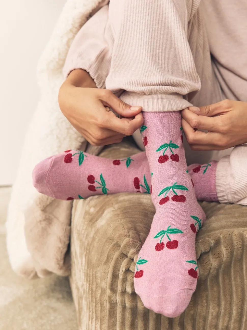 Sparkle Cherries - 1 Pack Ankle Socks in a Gift Box