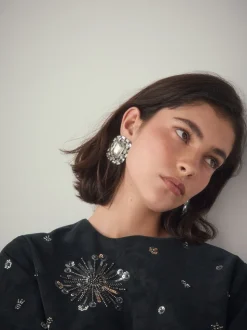 Staalgrijs - Sparkle Jewel Stud Earrings