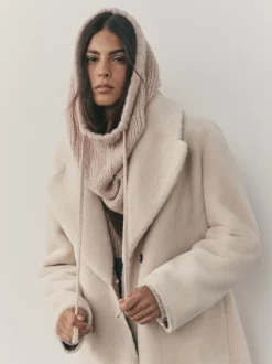 Steenkleurig gemêleerd - Nothing Ordinary Knitted Hooded Snood With Wool
