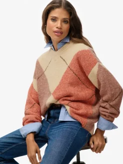 Superdry Oversized Argyle V-Neck Jumper