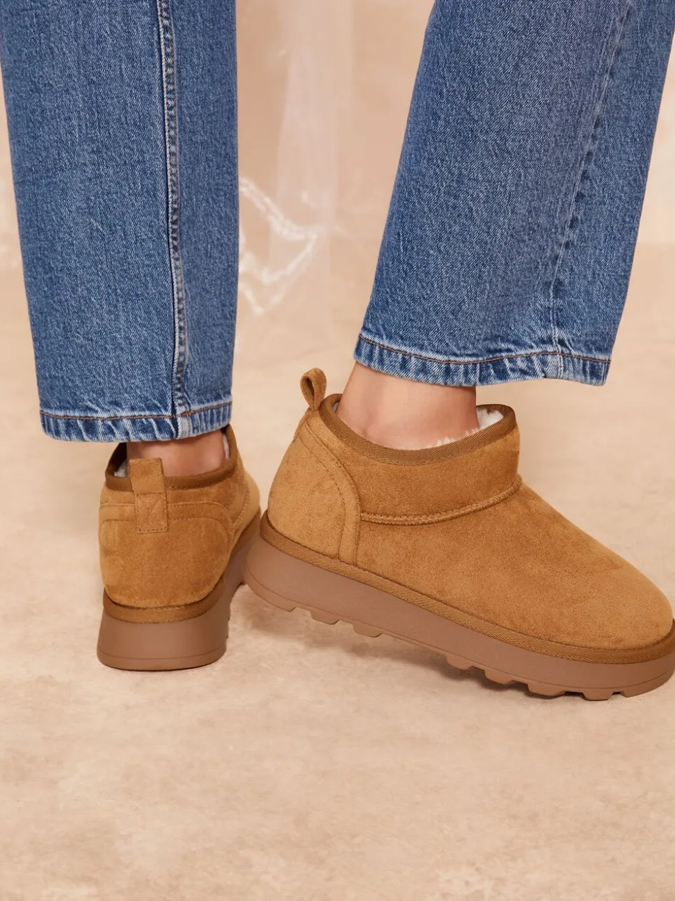 Tan Natural - Friends Like These Cosy Faux Fur Lined Ankle Suede Boots