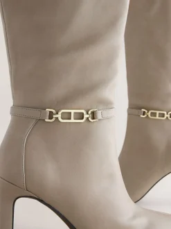 Taupe - Forever Comfort® - Kniehoge laarzen met hak en hardware