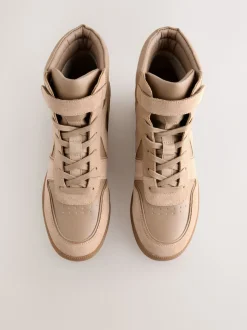 Taupe - Forever Comfort® sneakers met sleehak en veters