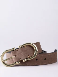 Taupe - Lakeland Leather Bowness Suède Riem met Dubbele Gesp