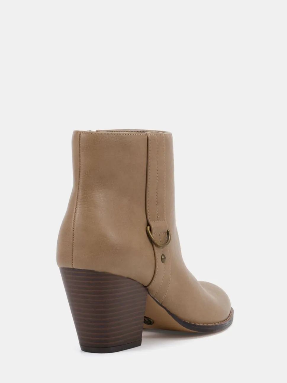 Taupe - Novo Wide Fit Juliette Hardware Heeled Ankle Boots