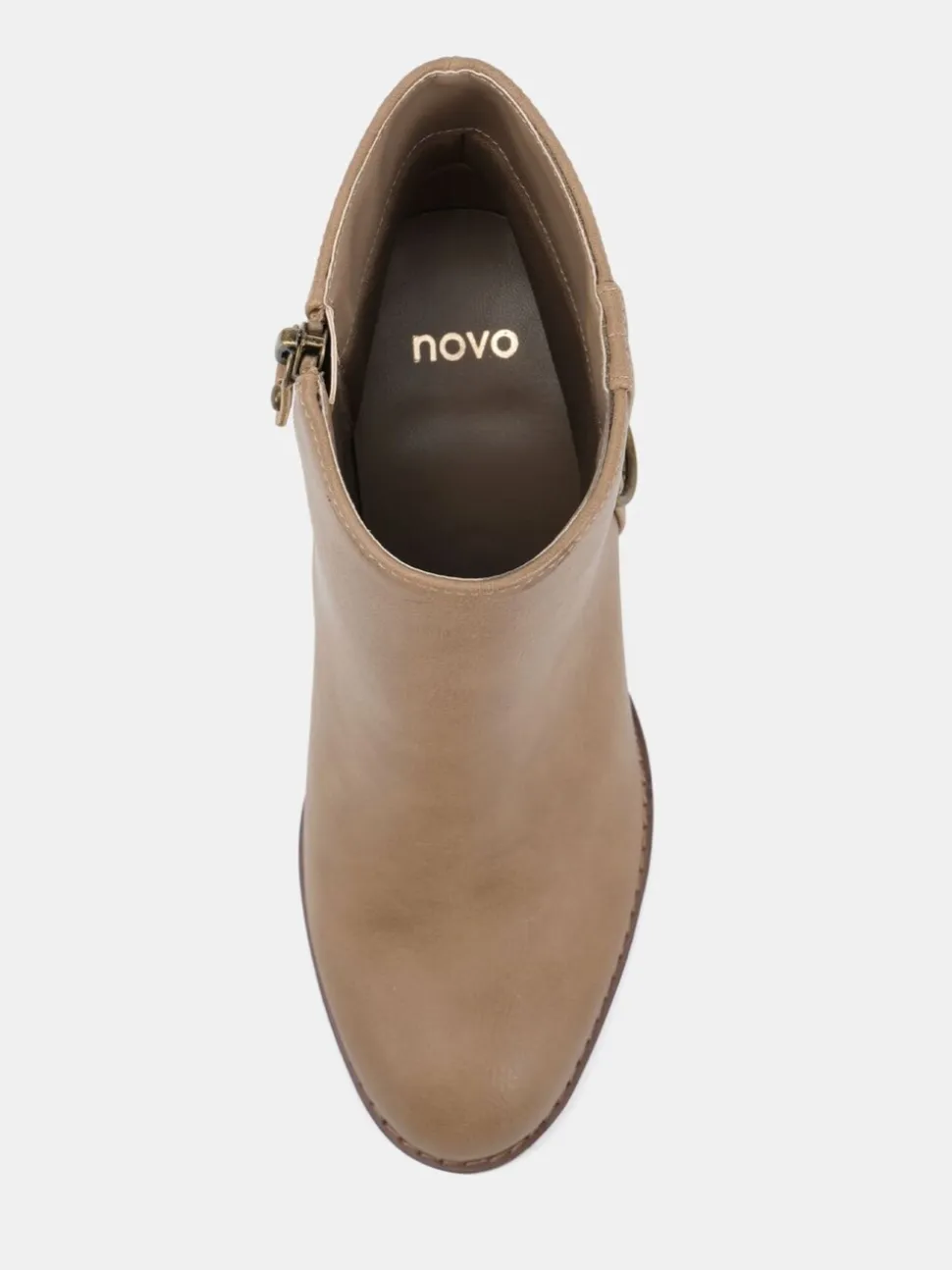 Taupe - Novo Wide Fit Juliette Hardware Heeled Ankle Boots