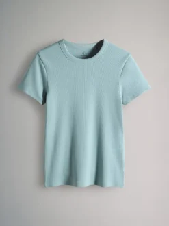 Taupe Brown/Light Brown/Blue/Light Blue/Cream - The Set 5 Pack Korte Mouw Geribd T-shirt